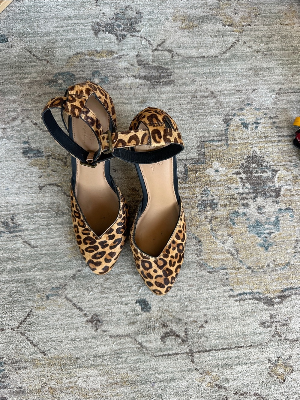 Soludos Leopard Print Pointed Toe Ankle Strap Heels, size 8